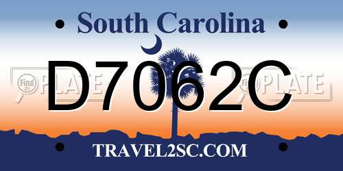 D7062C South Carolina License Plate