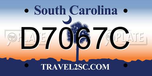 D7067C South Carolina License Plate