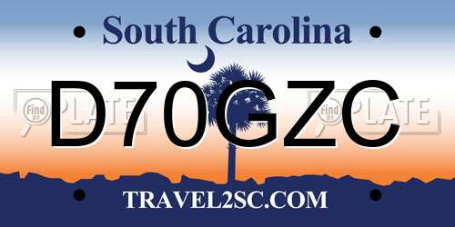 D70GZC South Carolina License Plate
