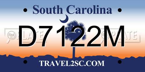 D7122M South Carolina License Plate