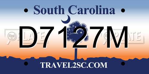 D7127M South Carolina License Plate