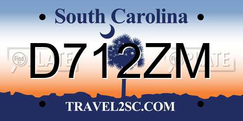 D712ZM South Carolina License Plate