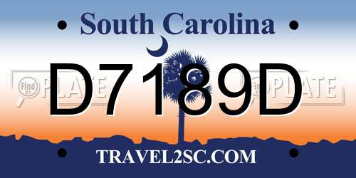 D7189D South Carolina License Plate