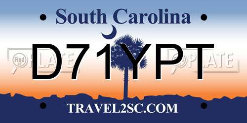 D71YPT South Carolina License Plate