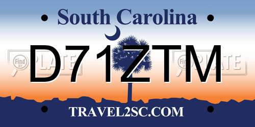 D71ZTM South Carolina License Plate