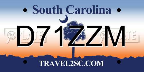 D71ZZM South Carolina License Plate