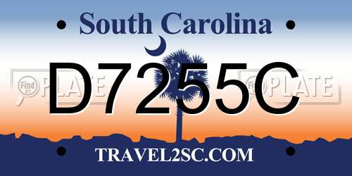 D7255C South Carolina License Plate