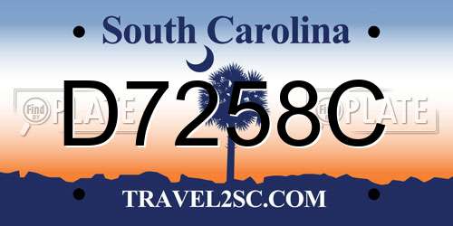 D7258C South Carolina License Plate