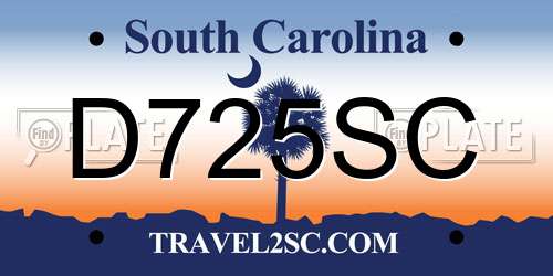 D725SC South Carolina License Plate