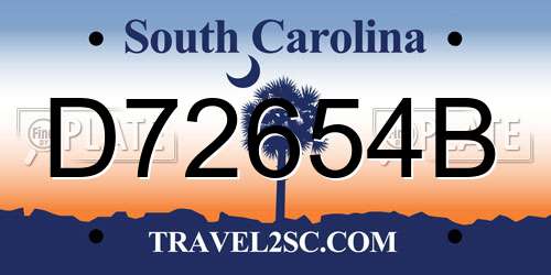 D72654B South Carolina License Plate