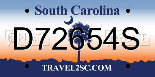 D72654S South Carolina License Plate