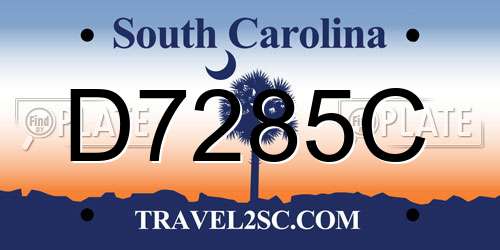 D7285C South Carolina License Plate