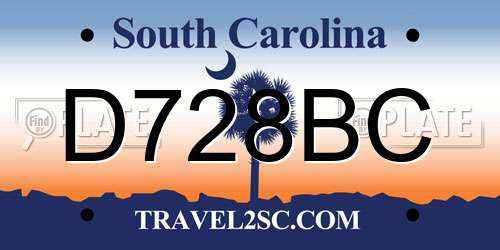 D728BC South Carolina License Plate