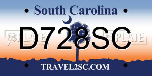 D728SC South Carolina License Plate