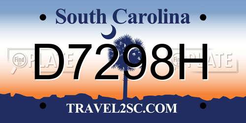 D7298H South Carolina License Plate