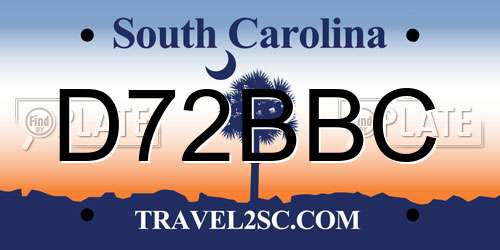 D72BBC South Carolina License Plate