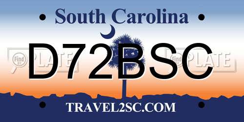 D72BSC South Carolina License Plate