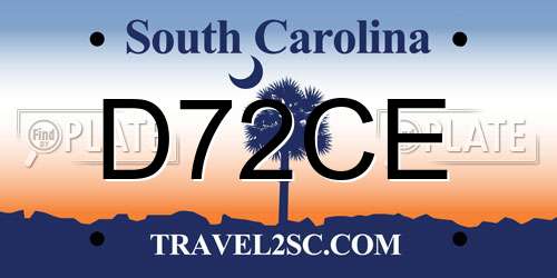 D72CE South Carolina License Plate