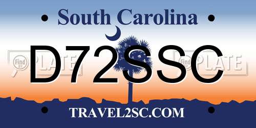 D72SSC South Carolina License Plate