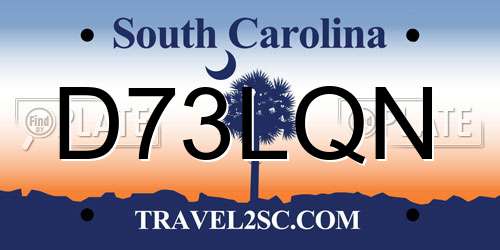D73LQN South Carolina License Plate