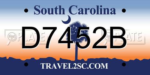 D7452B South Carolina License Plate