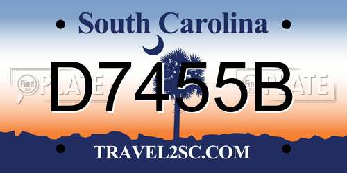 D7455B South Carolina License Plate