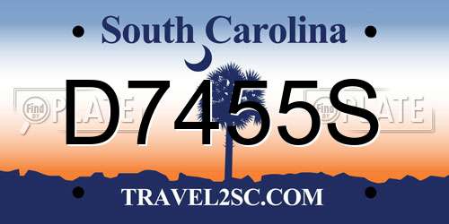 D7455S South Carolina License Plate