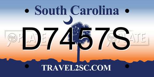 D7457S South Carolina License Plate
