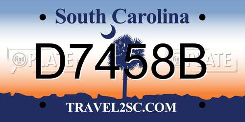 D7458B South Carolina License Plate