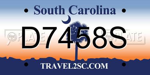 D7458S South Carolina License Plate