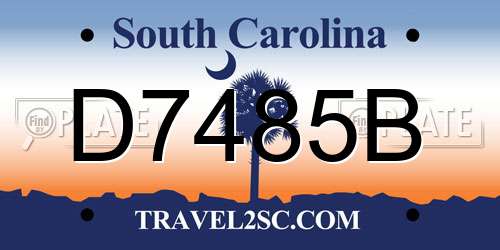 D7485B South Carolina License Plate