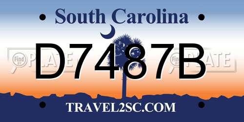 D7487B South Carolina License Plate