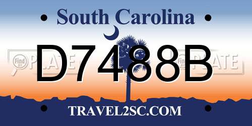 D7488B South Carolina License Plate