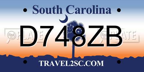 D748ZB South Carolina License Plate