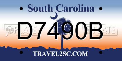 D7490B South Carolina License Plate
