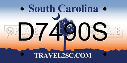 D7490S South Carolina License Plate