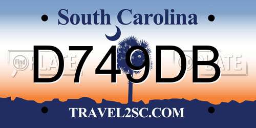 D749DB South Carolina License Plate