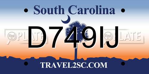 D749IJ South Carolina License Plate