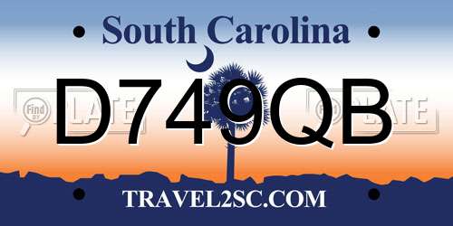 D749QB South Carolina License Plate