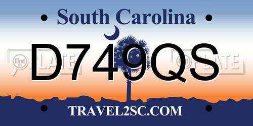 D749QS South Carolina License Plate