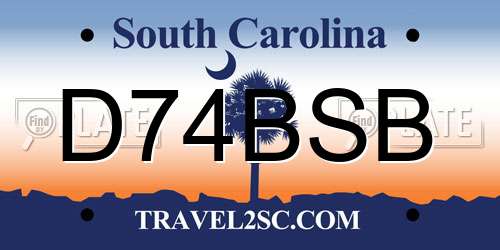 D74BSB South Carolina License Plate