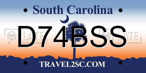 D74BSS South Carolina License Plate