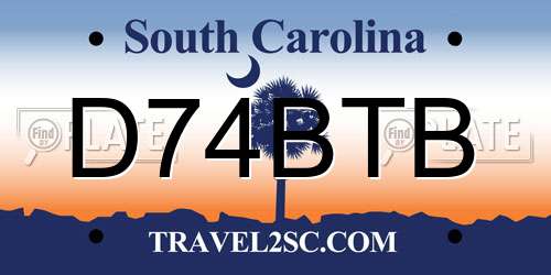 D74BTB South Carolina License Plate