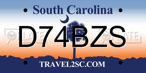 D74BZS South Carolina License Plate