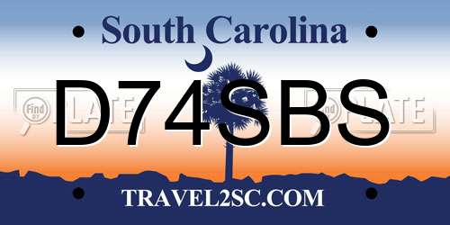 D74SBS South Carolina License Plate