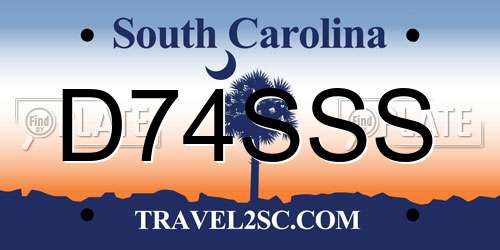 D74SSS South Carolina License Plate