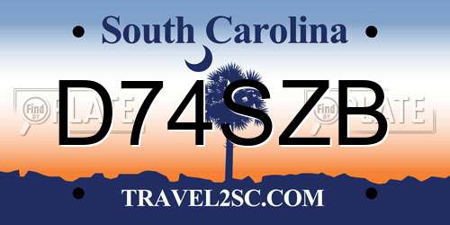 D74SZB South Carolina License Plate