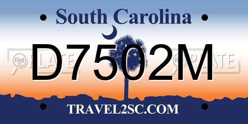 D7502M South Carolina License Plate