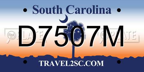 D7507M South Carolina License Plate