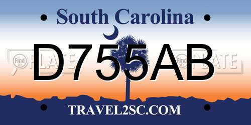 D755AB South Carolina License Plate